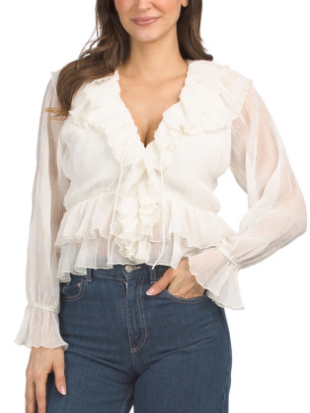 House of Harlow 1960 woven crinkle chiffon top